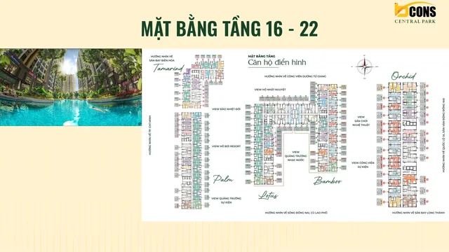 Mặt bằng tầng 16 – 22
